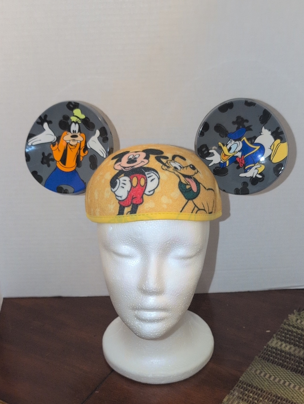 Vintage Disney Parks Yellow Mickey & Friends Ear Hat with Clear Character Ears - Picture 1 of 7